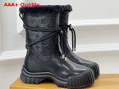 Louis Vuitton Ruby Flat Ankle Boot in Black Calf Leather and Monogram Nylon 1ADCBT Replica