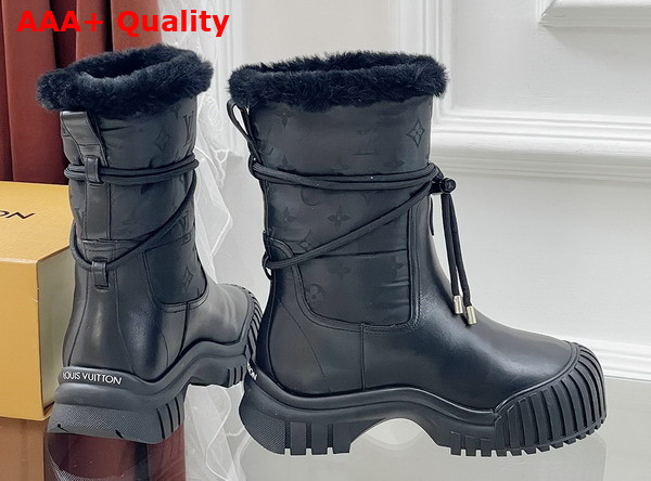 Louis Vuitton Ruby Flat Ankle Boot in Black Calf Leather and Monogram Nylon 1ADCBT Replica