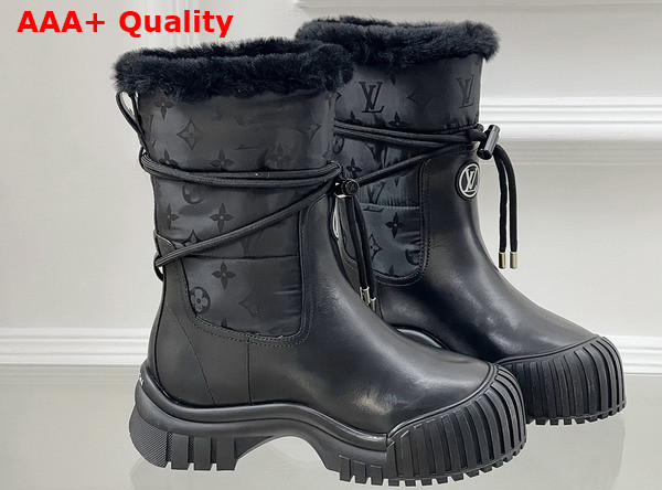 Louis Vuitton Ruby Flat Ankle Boot in Black Calf Leather and Monogram Nylon 1ADCBT Replica