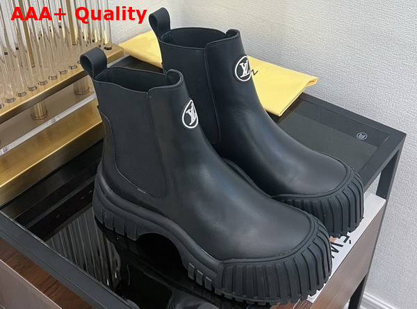 Louis Vuitton Ruby Flat Ankle Boot in Black Rubberized Calf Leather 1AAM0O Replica