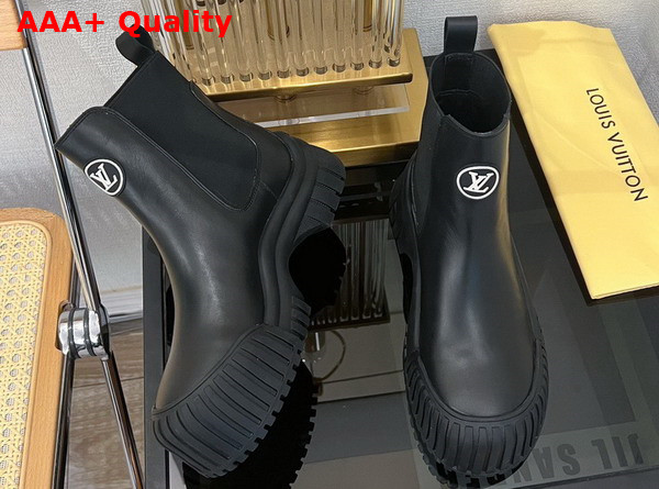 Louis Vuitton Ruby Flat Ankle Boot in Black Rubberized Calf Leather 1AAM0O Replica