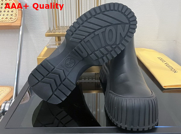 Louis Vuitton Ruby Flat Ankle Boot in Black Rubberized Calf Leather 1AAM0O Replica