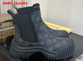 Louis Vuitton Ruby Flat Ankle Boot in Monogram Eclipse Canvas Replica