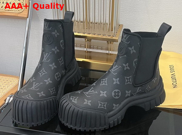 Louis Vuitton Ruby Flat Ankle Boot in Monogram Eclipse Canvas Replica