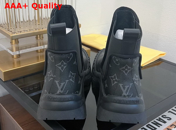 Louis Vuitton Ruby Flat Ankle Boot in Monogram Eclipse Canvas Replica