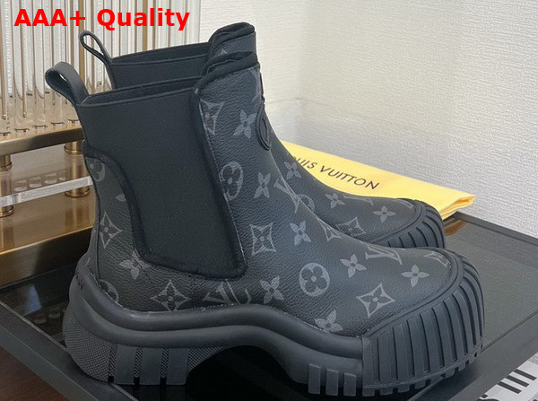 Louis Vuitton Ruby Flat Ankle Boot in Monogram Eclipse Canvas Replica
