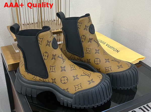 Louis Vuitton Ruby Flat Ankle Boot in Monogram Reverse Canvas Replica