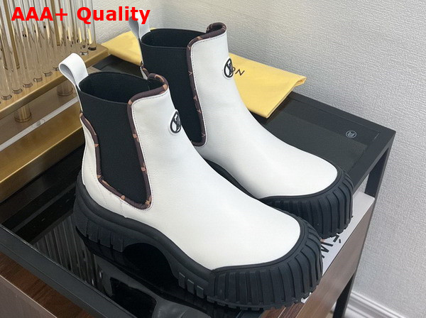 Louis Vuitton Ruby Flat Ankle Boot in White Calf Leather 1AB0G7 Replica