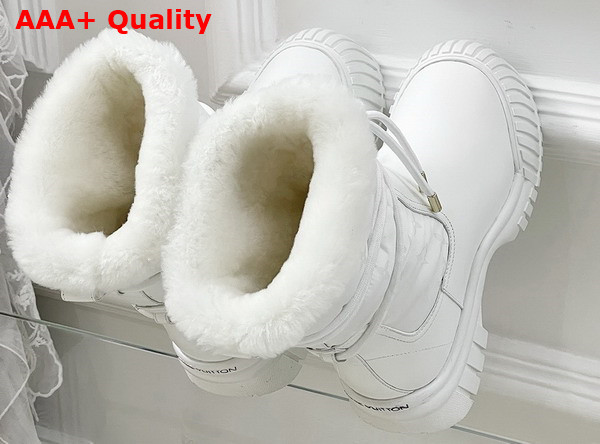 Louis Vuitton Ruby Flat Ankle Boot in White Calf Leather and Monogram Nylon 1ADCBD Replica