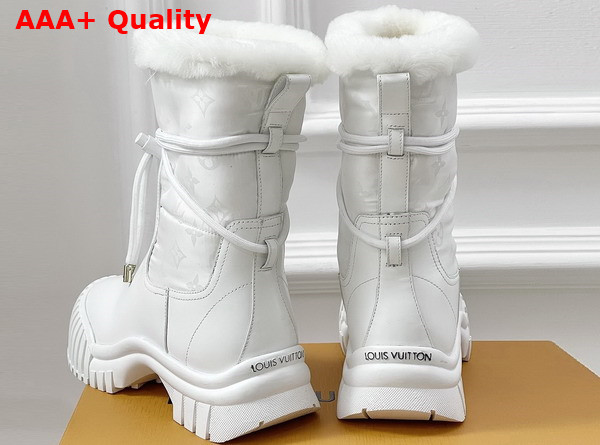 Louis Vuitton Ruby Flat Ankle Boot in White Calf Leather and Monogram Nylon 1ADCBD Replica