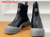 Louis Vuitton Ruby Flat Chelsea Ankle Boot Black Gray Calf Leather 1ADCXM Replica