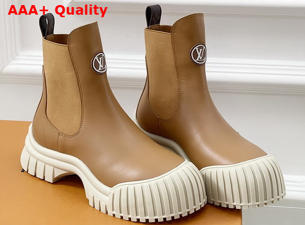 Louis Vuitton Ruby Flat Chelsea Ankle Boot Natural Beige Calf Leather 1ADCY2 Replica