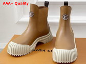 Louis Vuitton Ruby Flat Chelsea Ankle Boot Natural Beige Calf Leather 1ADCY2 Replica