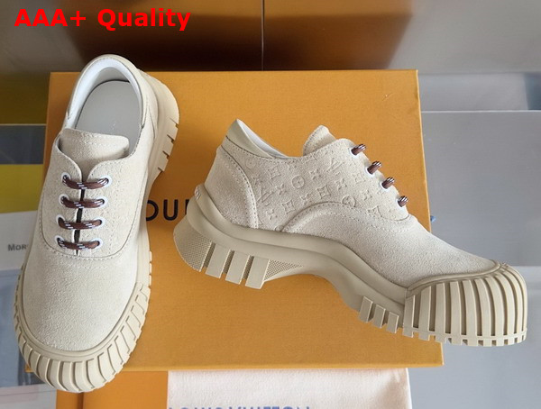 Louis Vuitton Ruby Flat Derby in Beige Suede Calf Leather Replica