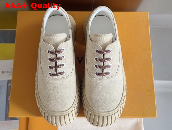 Louis Vuitton Ruby Flat Derby in Beige Suede Calf Leather Replica