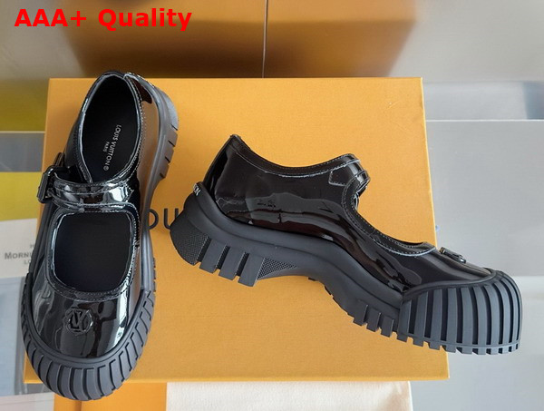 Louis Vuitton Ruby Flat Mary Jane Loafer in Black Patent Calf Leather 1AGWGK Replica