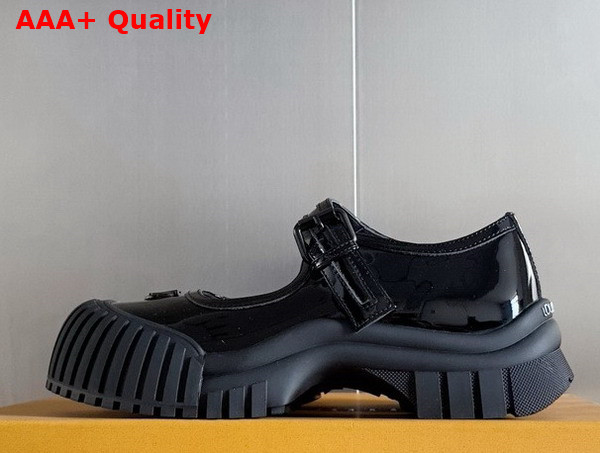 Louis Vuitton Ruby Flat Mary Jane Loafer in Black Patent Calf Leather 1AGWGK Replica