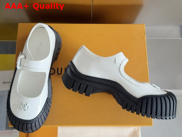 Louis Vuitton Ruby Flat Mary Jane Loafer in Cream Patent Calf Leather 1AGWH0 Replica