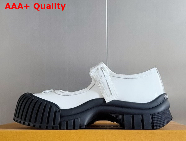 Louis Vuitton Ruby Flat Mary Jane Loafer in Cream Patent Calf Leather 1AGWH0 Replica