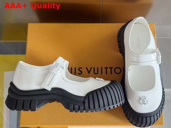 Louis Vuitton Ruby Flat Mary Jane Loafer in Cream Patent Calf Leather 1AGWH0 Replica