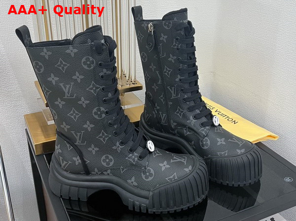 Louis Vuitton Ruby Flat Ranger Boot in Monogram Eclipse Canvas Replica