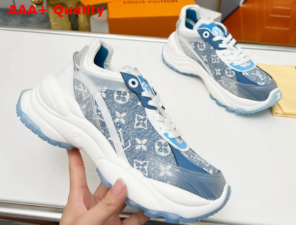 Louis Vuitton Run 55 Sneaker in Blue Monogram Denim 1AC27Y Replica