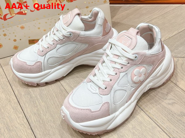 Louis Vuitton Run 55 Sneaker in Rose Clair Pink Mix of Materials 1ACGP4 Replica