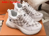 Louis Vuitton Run Away Pulse Sneaker in White Calf Leather and Damier Azur Canvas Replica