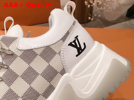 Louis Vuitton Run Away Pulse Sneaker in White Calf Leather and Damier Azur Canvas Replica
