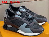 Louis Vuitton Run Away Sneaker Black and Light Blue Embossed Calf Leather and Smooth Calf Leather Replica