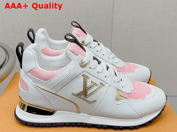 Louis Vuitton Run Away Sneaker White Calf Leather and Pink Monogram Denim Replica