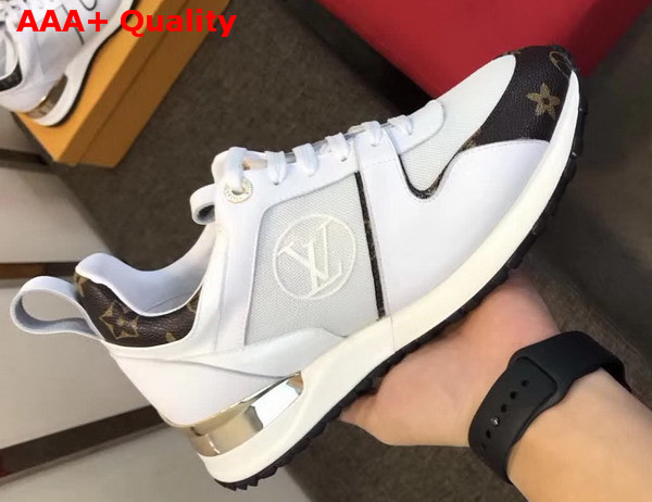 Louis Vuitton Run Away Sneaker White Calf Leather with Monogram Canvas Trim Replica