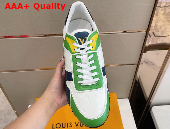 Louis Vuitton Run Away Sneaker White and Green Embossed Calf Leather and Smooth Calf Leather Replica