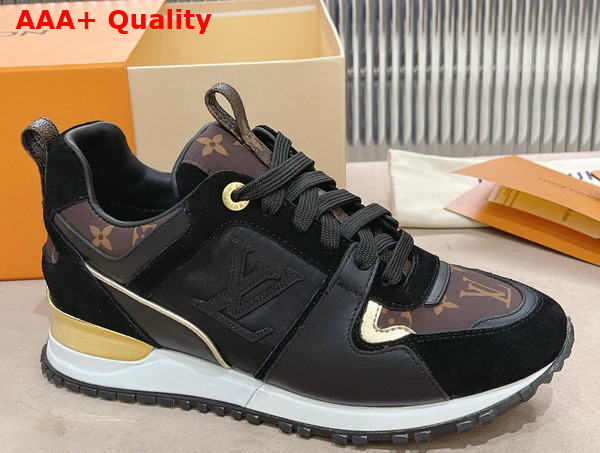 Louis Vuitton Run Away Sneaker in Black Suede Calf Leather and Recycled Monogram Nylon 1AAP3D Replica