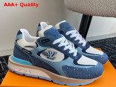 Louis Vuitton Run Away Sneaker in Blue Monogram Denim and Mesh 1ACVFM Replica