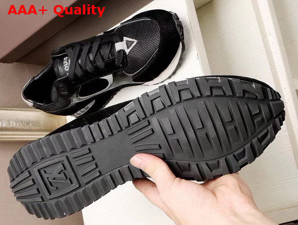 Louis Vuitton Run Away Sneaker in Noir Damier Embossed Suede Calf Leather Textile and Reflective Textile with Rubber Outsole 1A35N0 Replica