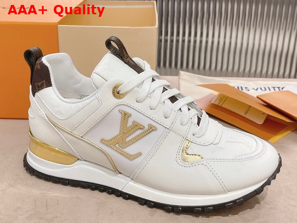 Louis Vuitton Run Away Sneaker in White Calf Leather with Refined Gold Tone Details 1AAP3T Replica