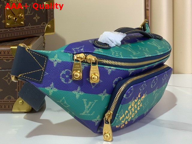 Louis Vuitton Rush Bumbag Blue Stripes Monogram Heritage Coated Canvas M25783 Replica