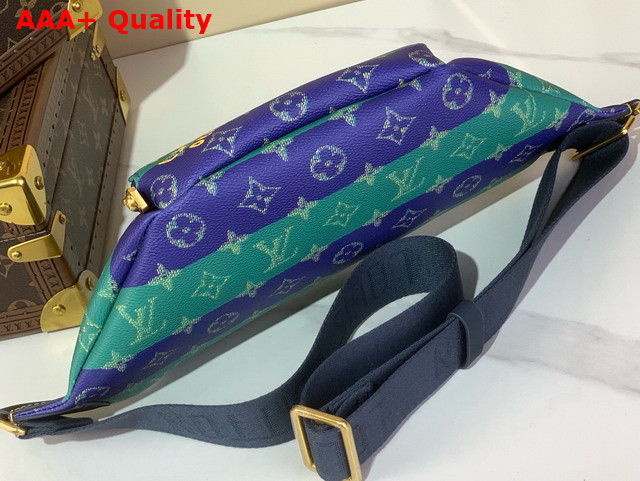 Louis Vuitton Rush Bumbag Blue Stripes Monogram Heritage Coated Canvas M25783 Replica