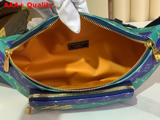 Louis Vuitton Rush Bumbag Blue Stripes Monogram Heritage Coated Canvas M25783 Replica