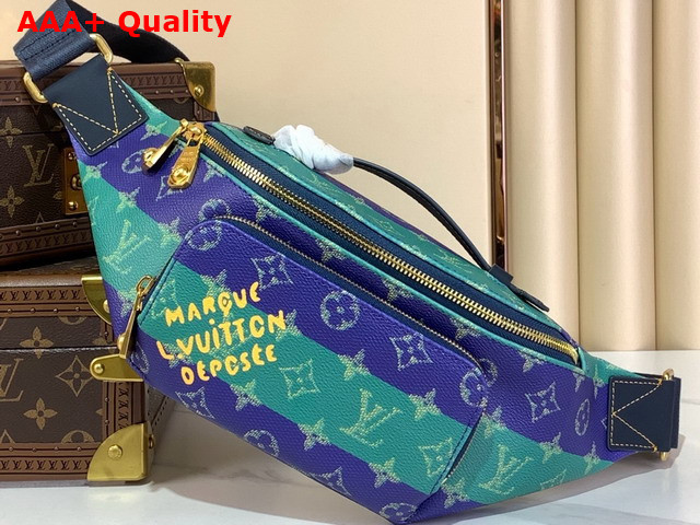 Louis Vuitton Rush Bumbag Blue Stripes Monogram Heritage Coated Canvas M25783 Replica