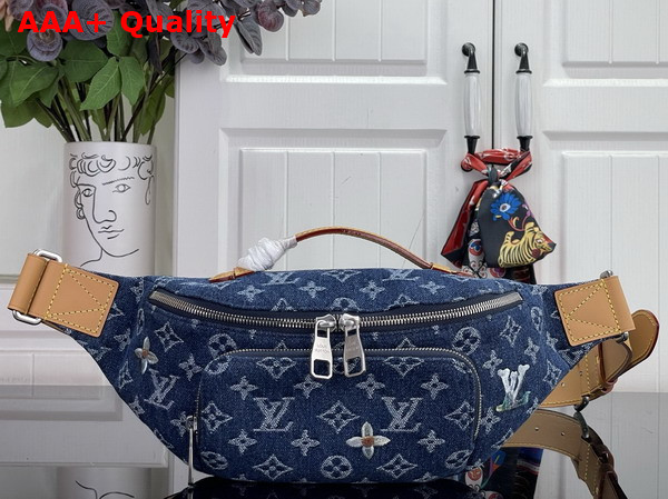 Louis Vuitton Rush Bumbag in Blue Monogram Flowers Denim M27640 Replica