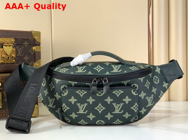 Louis Vuitton Rush Bumbag in Forest Green Monogram Shadow Leather M27153 Replica