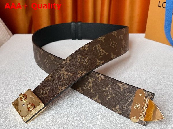 Louis Vuitton S Lock 50mm Belt in Monogram Canvas and Black Calf Leather M4103Z Replica