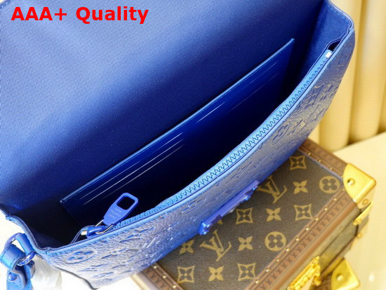 Louis Vuitton S Lock A4 Pouch Blue Monogram Embossed Taurillon Cowhide Leather Replica