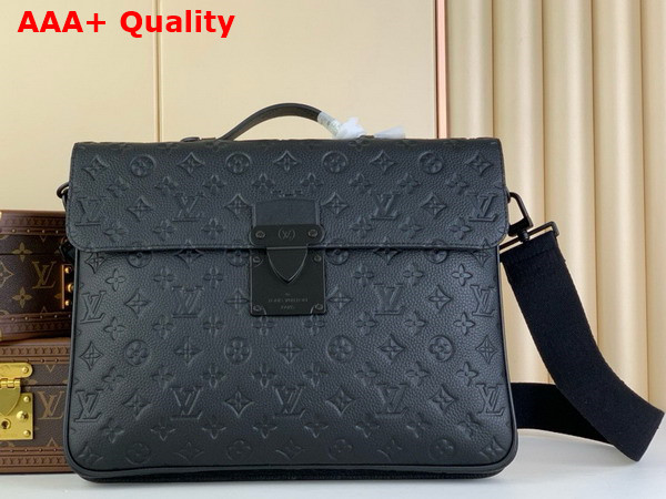 Louis Vuitton S Lock Briefcase in Black Taurillon Monogram Embossed Cowhide Leather M20835 Replica