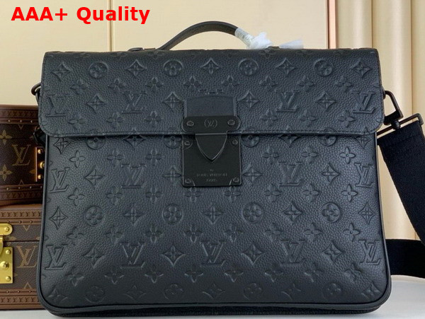Louis Vuitton S Lock Briefcase in Black Taurillon Monogram Embossed Cowhide Leather M20835 Replica