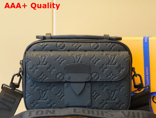 Louis Vuitton S Lock Messenger in Black Monogram Embossed Taurillon Cowhide Leather M58489 Replica