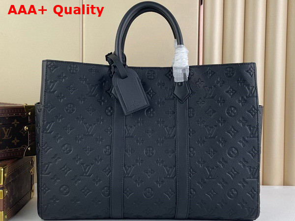 Louis Vuitton Sac Plat 24h Black Embossed Taurillon Monogram Cowhide Leather M21865 Replica