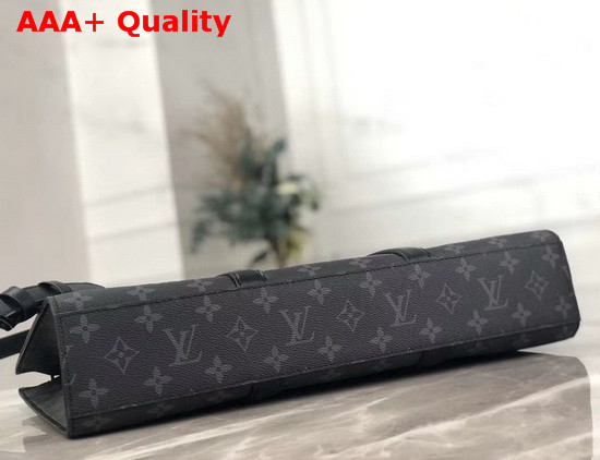 Louis Vuitton Sac Plat Horizontal Zippe Monogram Eclipse Canvas and Black Leather M45265 Replica